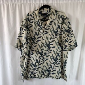 Cotton Reel Silk Linen Hawaiian Shirt Mens XL Button Up Short Sleeve Lightweight